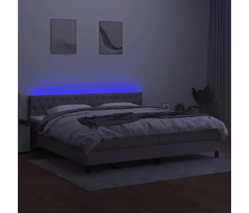 Atsperu Gulta Ar Matraci, Led, Gaiši Pelēka Audums, 200X200 Cm Vidaxl