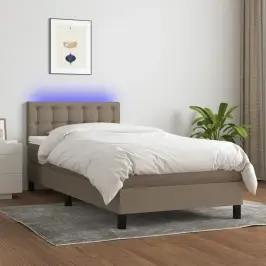 Atsperu Gulta Ar Matraci, Led, Pelēkbrūns Audums, 80X200 Cm Vidaxl Atsperu Gulta Ar Matraci, Led, Pelēkbrūns Audums, 80X200 Cm Vidaxl