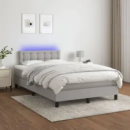 Atsperu Gulta Ar Matraci, Led, Gaiši Pelēks Audums, 120X200 Cm Vidaxl