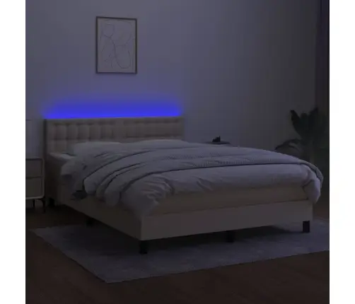 Lova Su Spyruoklėmis/Čiužiniu/Led, Kreminė, 140X190 cm Audinys Lova Su Spyruoklėmis/Čiužiniu/Led, Kreminė, 140X190 cm Audinys