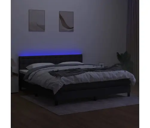 Atsperu Gulta Ar Matraci, Led, Melns Audums, 160X200 Cm Vidaxl Atsperu Gulta Ar Matraci, Led, Melns Audums, 160X200 Cm Vidaxl