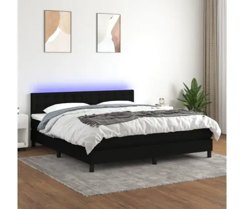 Atsperu Gulta Ar Matraci, Led, Melns Audums, 160X200 Cm Vidaxl Atsperu Gulta Ar Matraci, Led, Melns Audums, 160X200 Cm Vidaxl