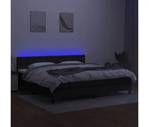 Lova Su Spyruoklėmis/Čiužiniu/Led, Juoda, 200X200 cm Audinys