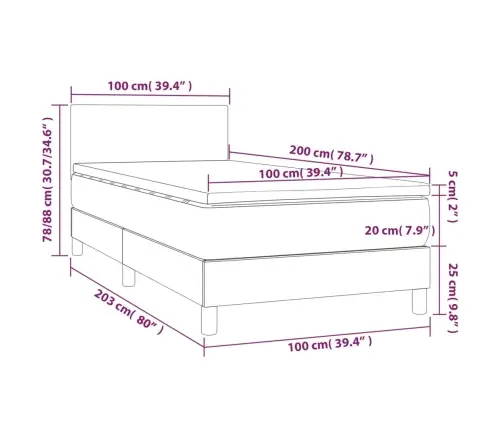 Lova Su Spyruoklėmis/Čiužiniu/Led, Pilka, 100X200 cm Audinys