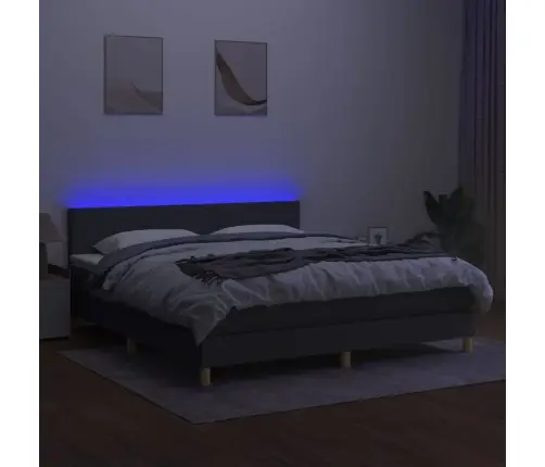 Atsperu Gulta Ar Matraci, Led, Tumši Pelēks Audums, 160X200 Cm Vidaxl