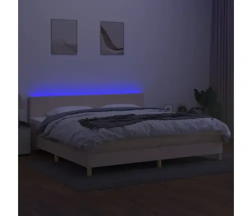 Kontinentaalvoodi Madrats Ja Led, Kreemjas, 200X200 cm Kangas