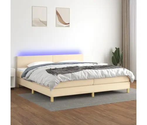 Kontinentaalvoodi Madrats Ja Led, Kreemjas, 200X200 cm Kangas