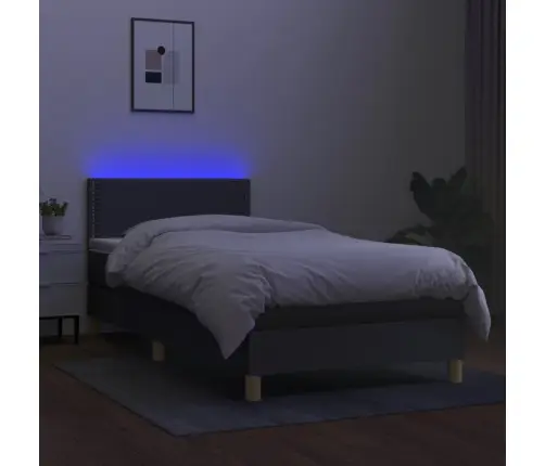 Atsperu Gulta Ar Matraci, Led, Tumši Pelēks Audums, 80X200 Cm Vidaxl