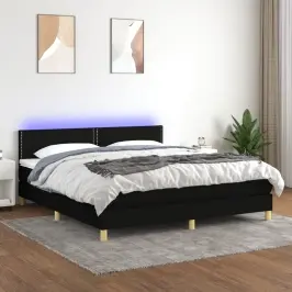 Lova Su Spyruoklėmis/Čiužiniu/Led, Juoda, 180X200 cm Audinys