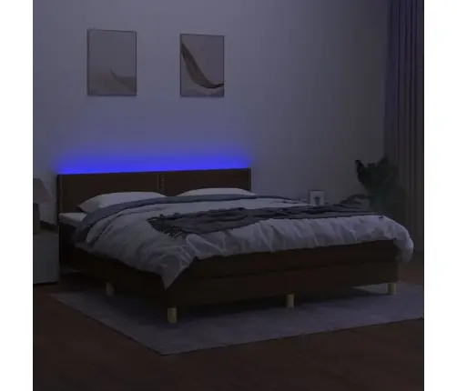 Atsperu Gulta Ar Matraci, Led, Tumši Brūns Audums, 180X200 Cm Vidaxl