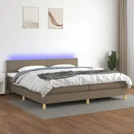 Atsperu Gulta Ar Matraci, Led, Pelēkbrūns Audums, 200X200 Cm Vidaxl Atsperu Gulta Ar Matraci, Led, Pelēkbrūns Audums, 200X200 Cm Vidaxl