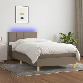 Atsperu Gulta Ar Matraci, Led, Pelēkbrūns Audums, 90X200 Cm Vidaxl