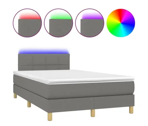 Atsperu Gulta Ar Matraci, Led, Tumši Pelēks Audums, 120X200 Cm Vidaxl