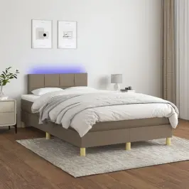 Atsperu Gulta Ar Matraci, Led, Pelēkbrūns Audums, 120X200 Cm Vidaxl