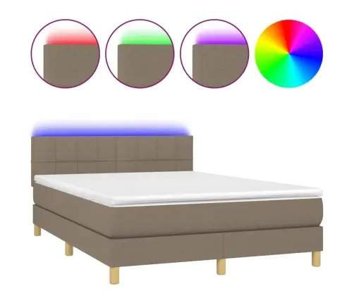 Lova Su Spyruoklėmis/Čiužiniu/Led, Taupe, 140X200 cm Audinys