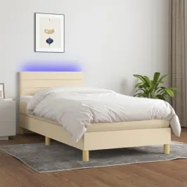 Lova Su Spyruoklėmis/Čiužiniu/Led, Kreminė, 80X200cm Audinys Lova Su Spyruoklėmis/Čiužiniu/Led, Kreminė, 80X200cm Audinys