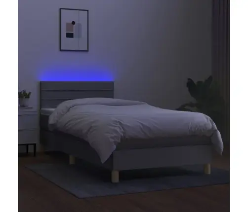 Lova Su Spyruoklėmis/Čiužiniu/Led, Pilka, 90X190 cm Audinys