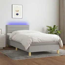 Lova Su Spyruoklėmis/Čiužiniu/Led, Pilka, 90X190 cm Audinys Lova Su Spyruoklėmis/Čiužiniu/Led, Pilka, 90X190 cm Audinys