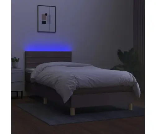 Atsperu Gulta Ar Matraci, Led, Pelēkbrūns Audums, 100X200 Cm Vidaxl