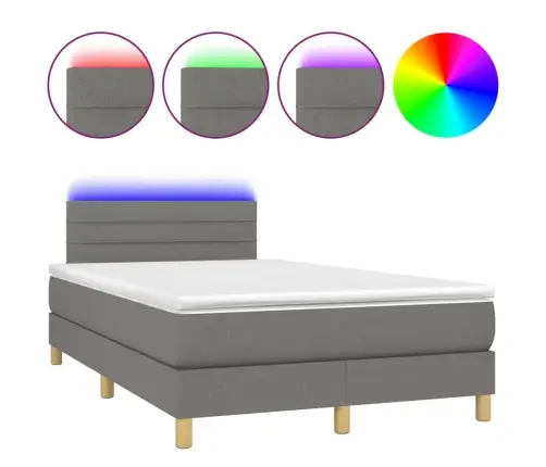 Lova Su Spyruoklėmis/Čiužiniu/Led, Pilka, 120X200cm Audinys