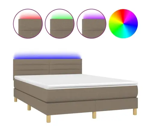 Lova Su Spyruoklėmis/Čiužiniu/Led, Taupe, 140X200 cm Audinys