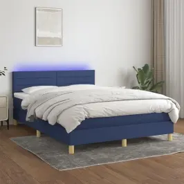 Lova Su Spyruoklėmis/Čiužiniu/Led, Mėlyna, 140X200 cm Audinys
