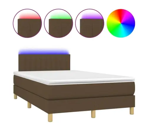 Atsperu Gulta Ar Matraci, Led, Tumši Brūns Audums, 120X200 Cm Vidaxl