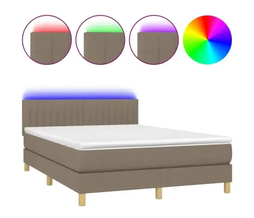 Lova Su Spyruoklėmis/Čiužiniu/Led, Taupe, 140X200 cm Audinys