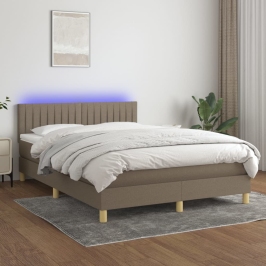 Lova Su Spyruoklėmis/Čiužiniu/Led, Taupe, 140X200 cm Audinys