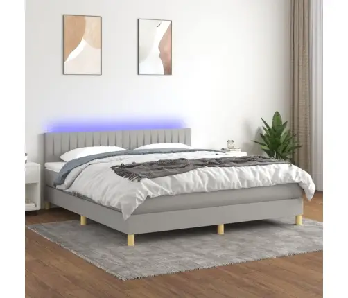 Lova Su Spyruoklėmis/Čiužiniu/Led, Pilka, 180X200 cm Audinys