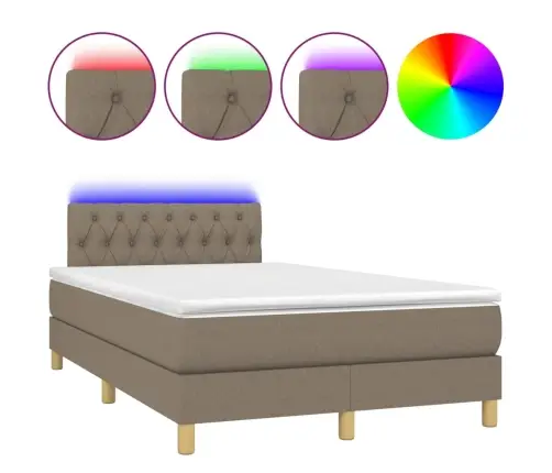 Atsperu Gulta Ar Matraci, Led, Pelēkbrūns Audums, 120X200 Cm Vidaxl