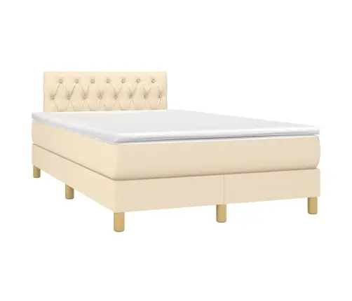 Lova Su Spyruoklėmis/Čiužiniu/Led, Kreminė, 120X200cm Audinys