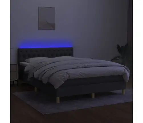 Lova Su Spyruoklėmis/Čiužiniu/Led, Pilka, 140X190 cm Audinys