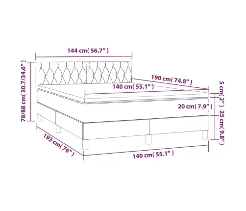 Kontinentaalvoodi Madrats Ja Led, Tumepruun, 140X190 cm Kangas