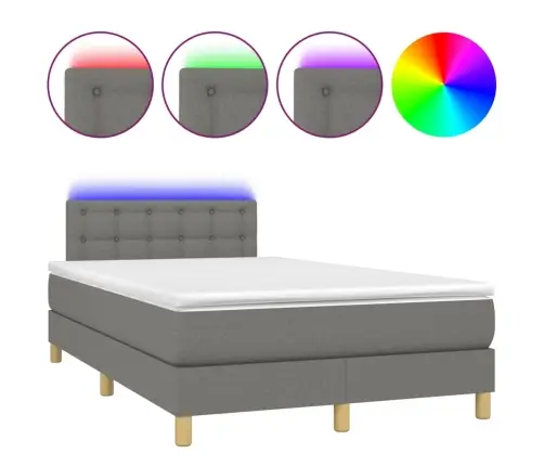 Atsperu Gulta Ar Matraci, Led, Tumši Pelēks Audums, 120X200 Cm  Vidaxl