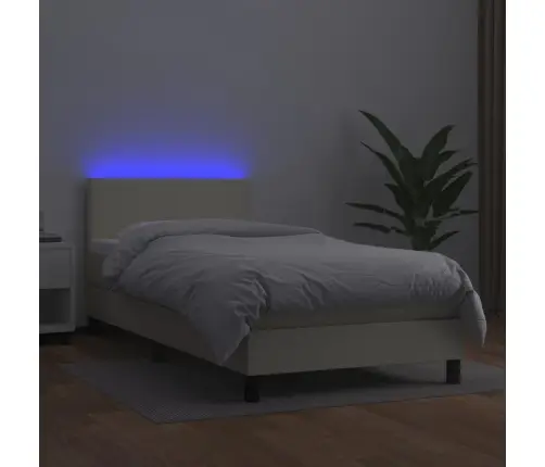 Atsperu Gulta, Matracis, Led, Krēmkrāsas, 100X200 Cm Vidaxl