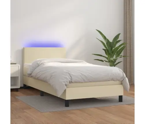 Atsperu Gulta, Matracis, Led, Krēmkrāsas, 100X200 Cm Vidaxl