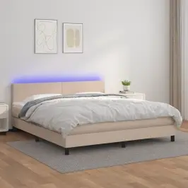 Atsperu Gulta Ar Matraci, Led, Kapučīno, 160X200 Cm Vidaxl