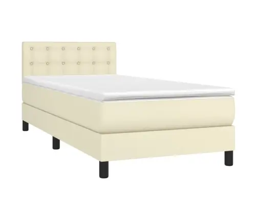 Atsperu Gulta, Matracis, Led, Krēmkrāsas, 100X200 Cm Vidaxl