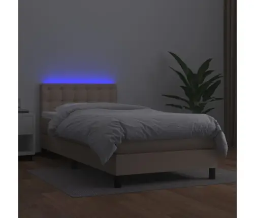 Atsperu Gulta Ar Matraci, Led, Kapučīno, 100X200 Cm Vidaxl