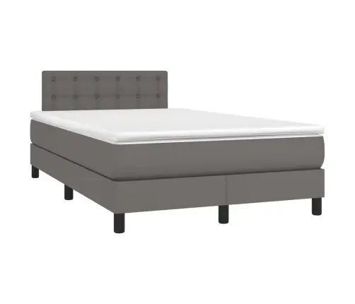 Atsperu Gulta Ar Matraci, Led, Pelēka, 120X200 Cm, Mākslīgā Āda Vidaxl