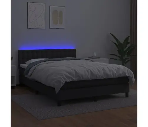 Kontinentaalvoodi Madrats, Led, Must, 140X190 cm Kunstnahk
