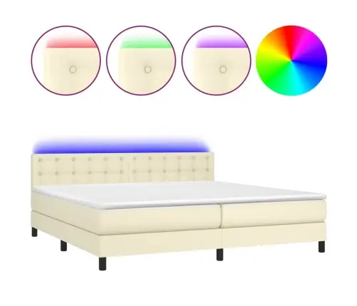 Atsperu Gulta, Matracis, Led, Krēmkrāsas, 200X200 Cm Vidaxl