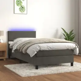 Kontinentaalvoodi Madrats Ja Led, Tumehall, 80X200 cm Samet