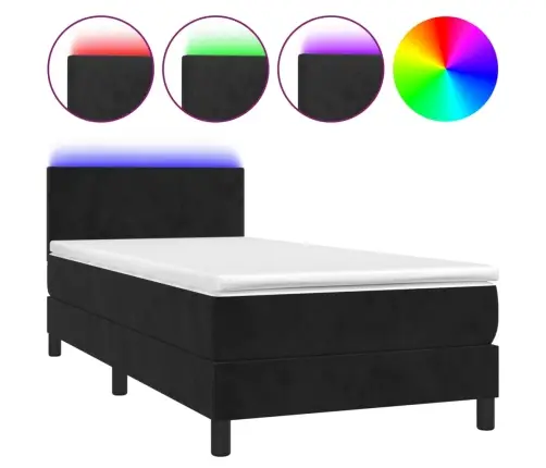 Kontinentaalvoodi Madrats Ja Led, Must, 80X200 cm Samet