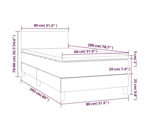 Atsperu Gulta Ar Matraci, Led, Tumši Zils Samts, 80X200 Cm Vidaxl