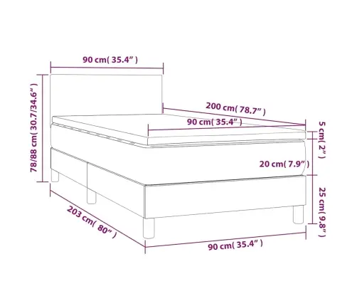 Atsperu Gulta Ar Matraci, Led, Tumši Zaļš Samts, 90X200 Cm Vidaxl