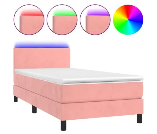 Lova Su Spyruokliniu/Čiužiniu/Led, Rožinė, 100X200 cm Aksomas