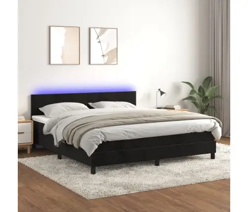 Kontinentaalvoodi Madrats Ja Led, Must, 160X200 cm Samet