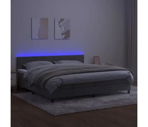 Lova Su Spyruokliniu/Čiužiniu/Led, Šviesiai Pilka, 200X200 cm Aksomas